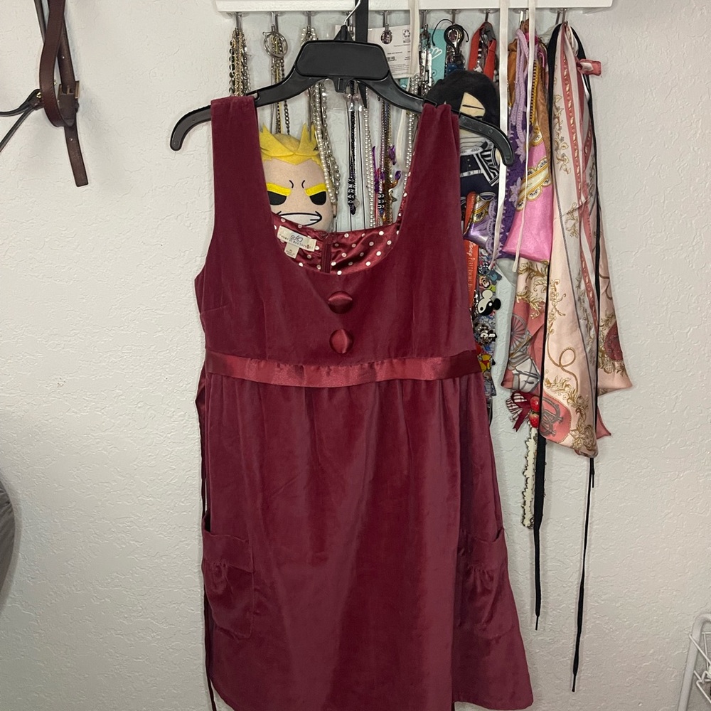 Elegant Burgundy Babydoll Sleeveless Dress